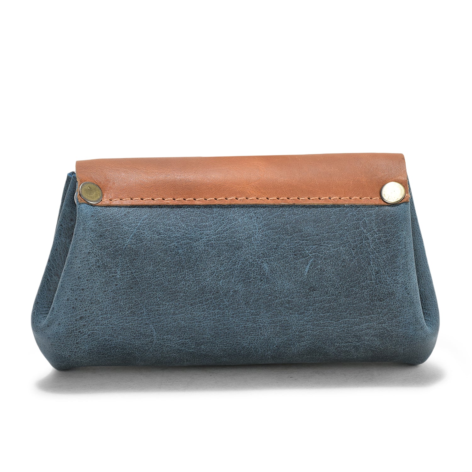 Petite Grain Leather Wallet, Classic Blue Leather, Compact Design, Ideal for Daily and Casual Use (Blue)