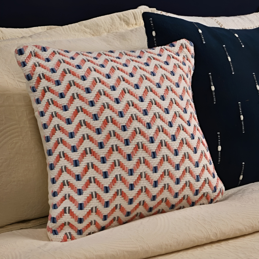 Sapphire Cotton Cushion Cover with Zipper Closure | Handwoven Cushion Cover for Sofa or Bed