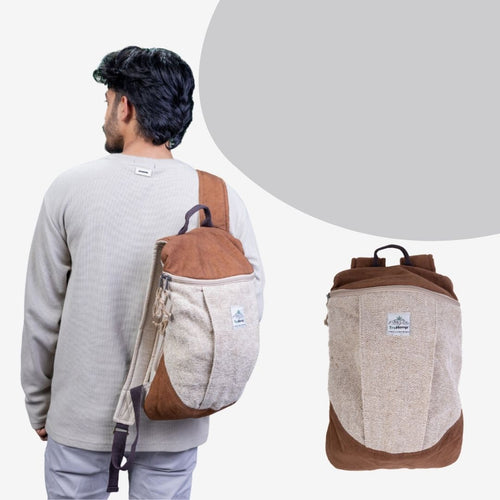 TruHemp Handcrafted Hemp Backpack with Cotton Lining, Spacious Multi-Pocket Daypack for Work, Hiking, Beige Color �������� Durable and Stylish Travel Backpack for Men & Women