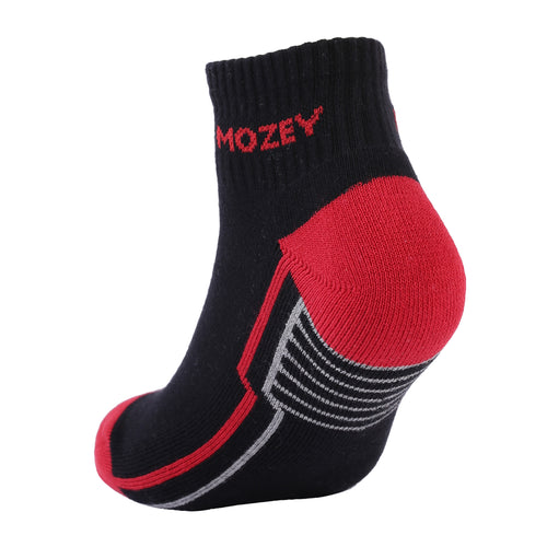 Ankle Activewear Unisex Socks, Premium Cotton Blend, Comfortable, Versatile Design, Ideal for Gym & Sports Wear (Black/Red)