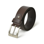 A classic men's brown leather belt with a silver buckle, perfect for everyday casual wear.