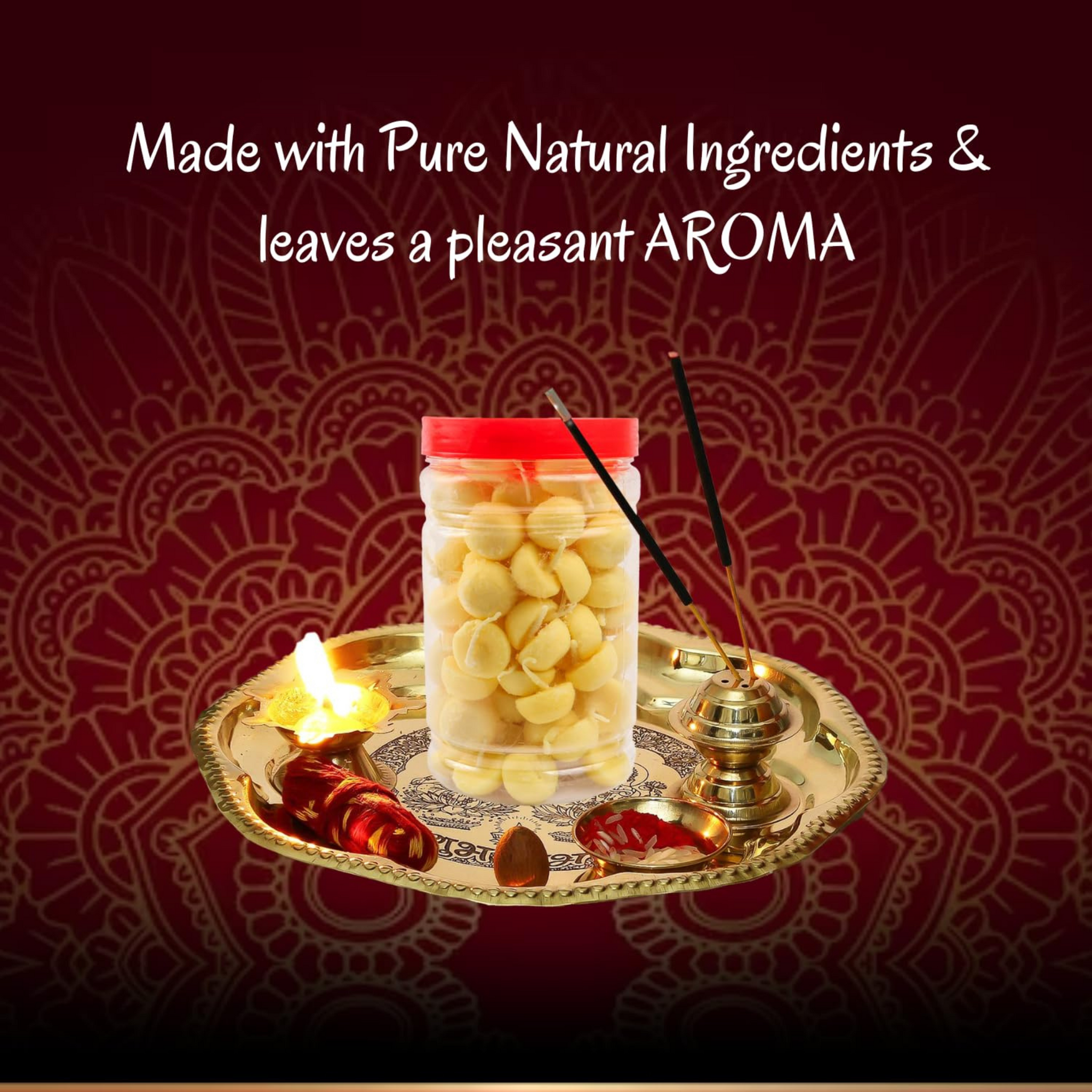 Pure Cow Ghee Diyas with Long Burning Time | Chemical-Free, Wax-Free Wicks for Pooja & Daily Rituals (5g)