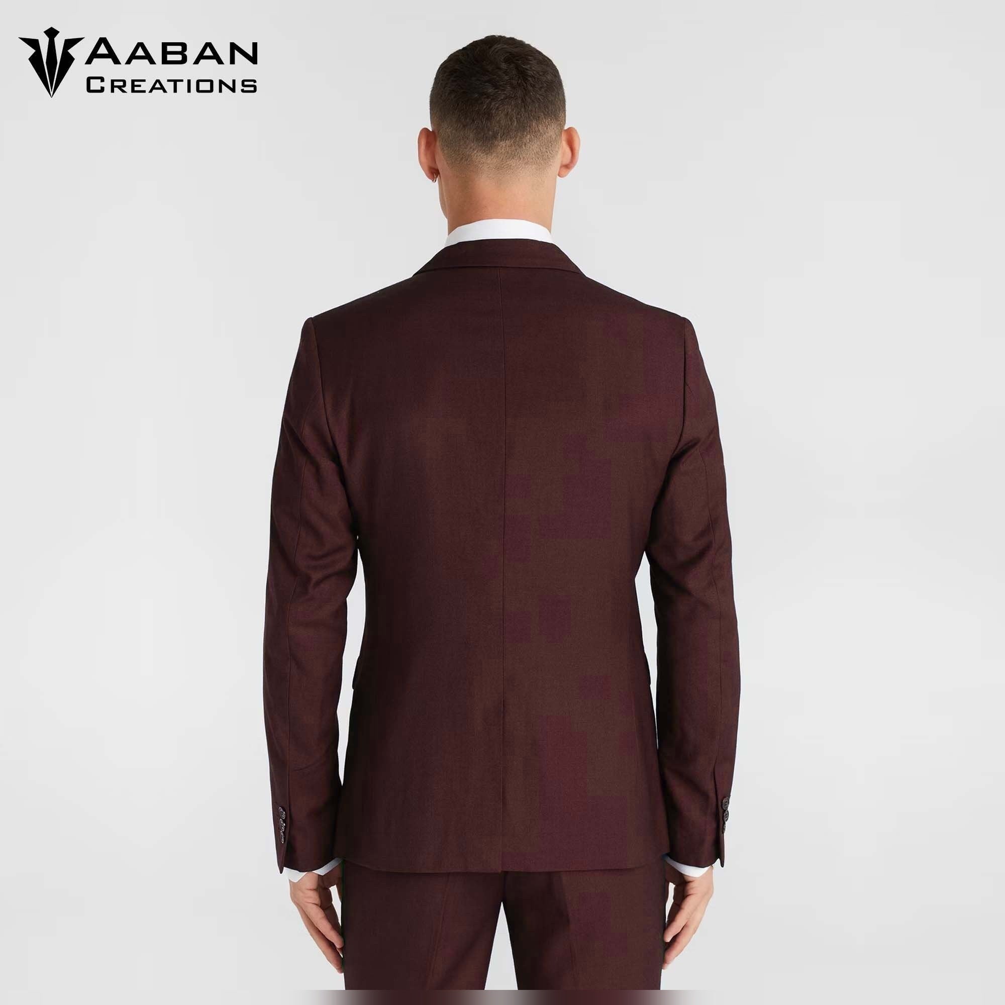 Men's Crater Brown 2-Piece Slim Fit Business Suit, perfect for formal wear, meetings, and special occasions.