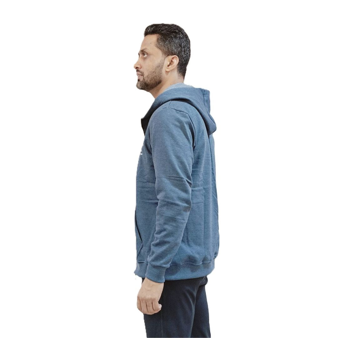 Men's Zipper Hoodie, Warm & Trendy, High-Quality Polyester Fleece, Comfortable Fit, Perfect for Outdoor & Travel (Navy Melange)