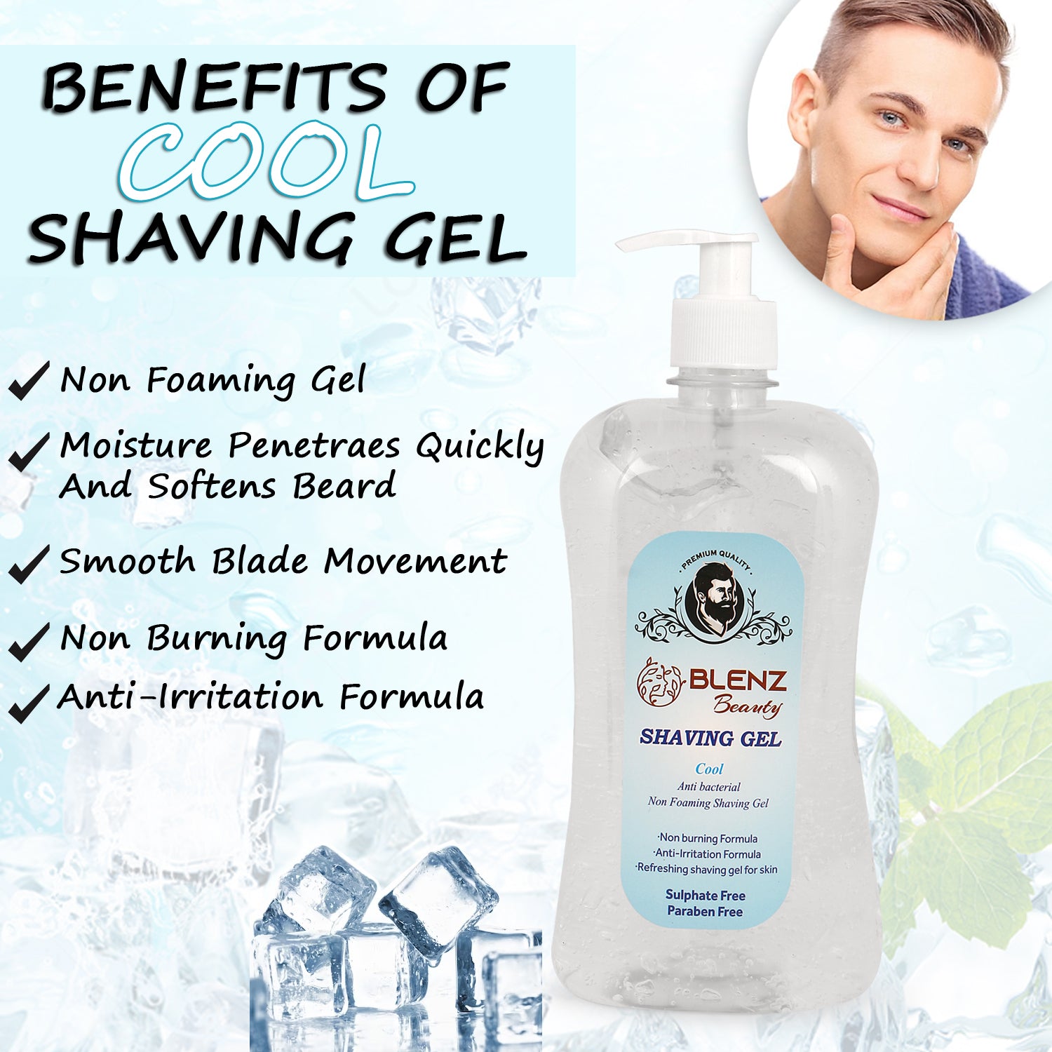 Refreshingly Smooth Shaving Gel for Men, Infused with Herbal Extracts, Ideal for All Skin Types (1L)