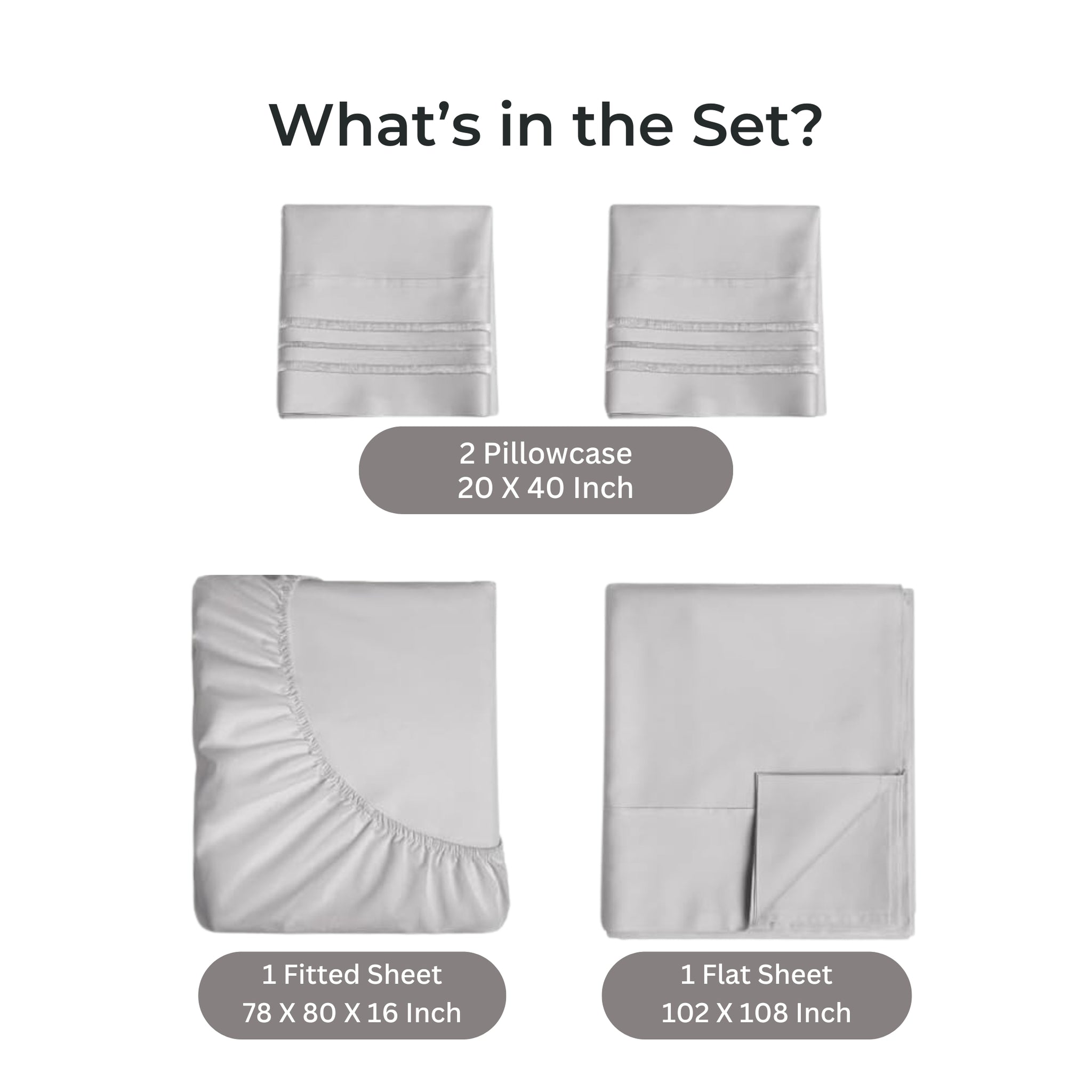 King and Queen Size Bedsheet Set with Fitted Sheet, Flat Sheet & 2 Pillow Covers | Soft 100% Egyptian Cotton with 16-Inch Deep Pockets & Breathable Fabric