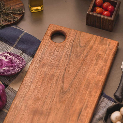 old trunk | Handcrafted Acacia Wood Chopping Board | Standard (15x9x0.75 inches) | Long-Lasting & Eco-Friendly Kitchen Cutting Board | Perfect for Vegetables, Fruits & Bread Natural