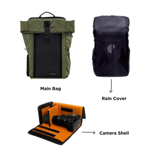 HOBO25 V3.0 Everyday Utility Rolltop Backpack with Laptop Compartment | Water Resistant Backpack with Removable Camera Box