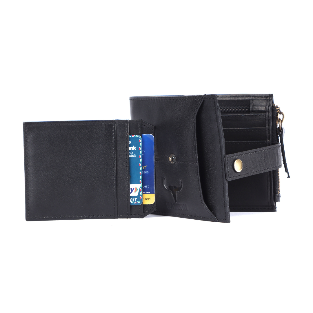 Premium Leather Wallet for Men | RFID Blocking Minimalist Wallet with Coin Pouch