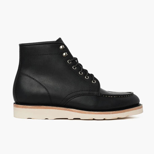 Onyx Ridge Moc Toe Black Boots, Flexible Outsole, Flexible Outsole, Cushioned Footbed, Goodyear Welted, Handcrafted Detailing, Breathable Lining