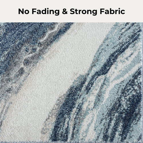 Washable Area Rug | Non-Slip Carpet for Living Room, Foldable Floor Cover, Indoor Floor Rug, Machine Washable Rug for Bedroom & Office - Marble Blue