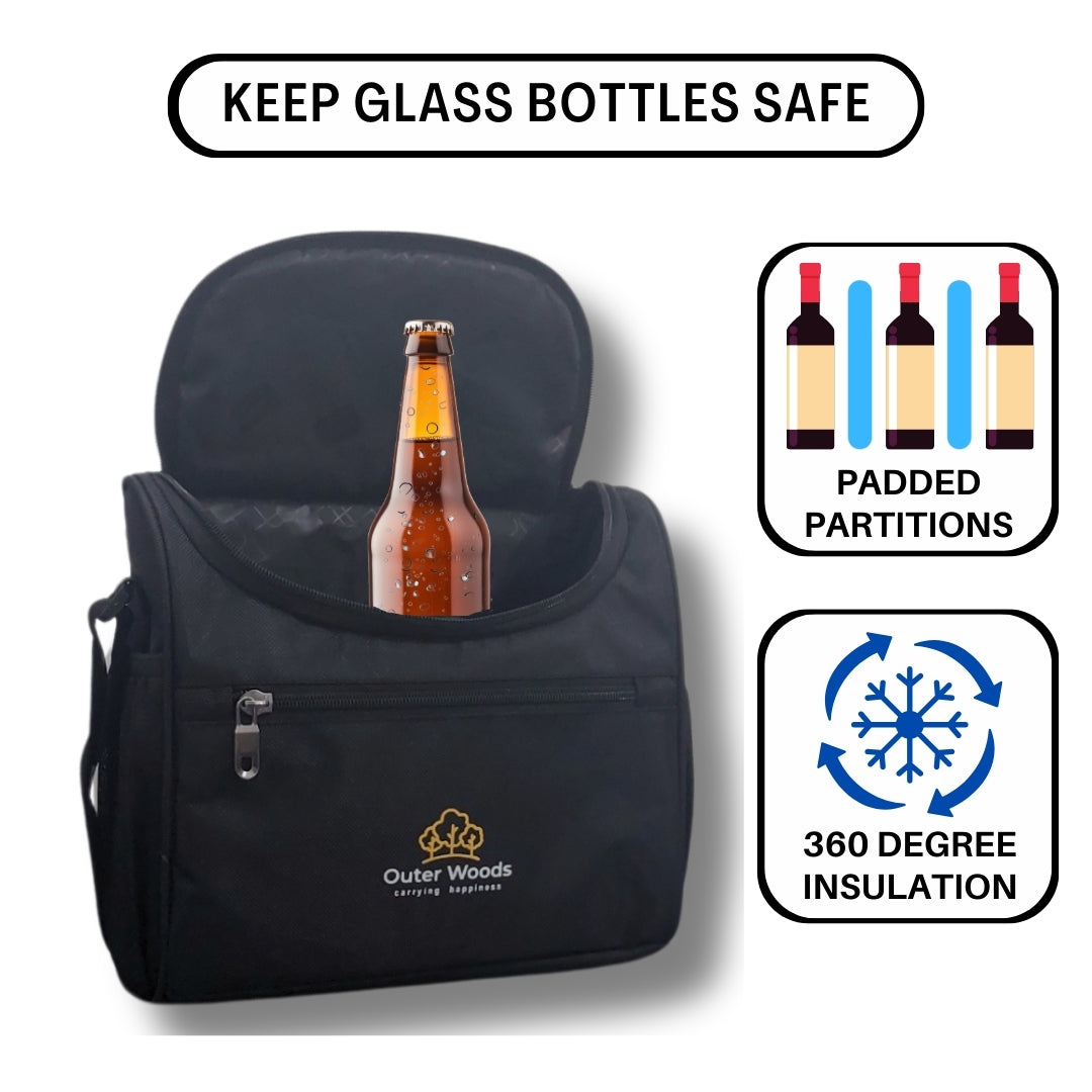 Outer Woods Insulated 8 Pint Bottle Bag | Fits 8 x 330 ml Pint Bottles | 6 to 8 Hours Cooling | Free 4 Units Ice Gel Packs