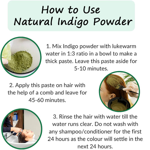 Organic Indigo Powder for Natural Hair Coloring, Gentle Hair Dye Treatment, Suitable for All Hair Types (100g)