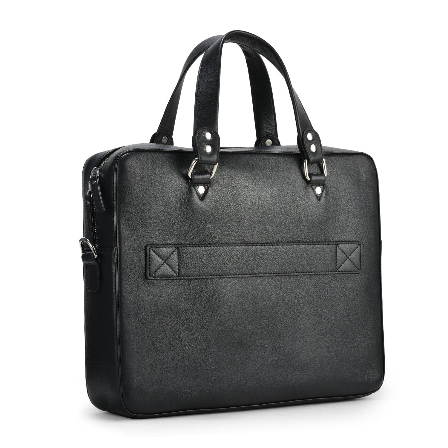 Dragon Grain Leather Laptop Bag, Premium Black Leather, Spacious Design, Ideal for Work and Travel (Black)