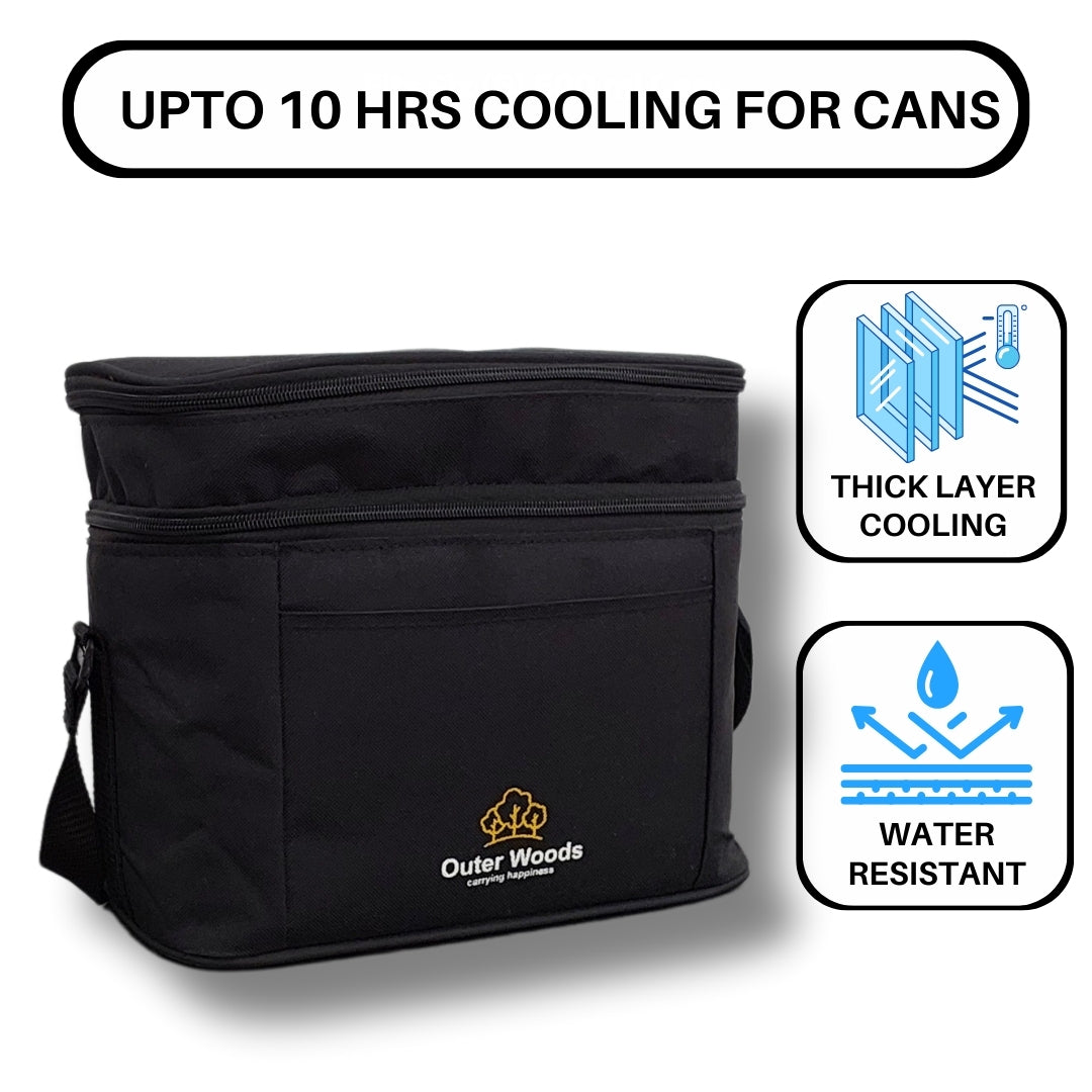 Outer Woods Insulated 6 Can Cooler Bag Dual Compartment| Fits 6 x 500ml Beer Cans & Snacks| Keeps Beer Cans Cool for up to 10 Hours | Ideal for Carrying Food, Beer, Soda, Juice and Milk