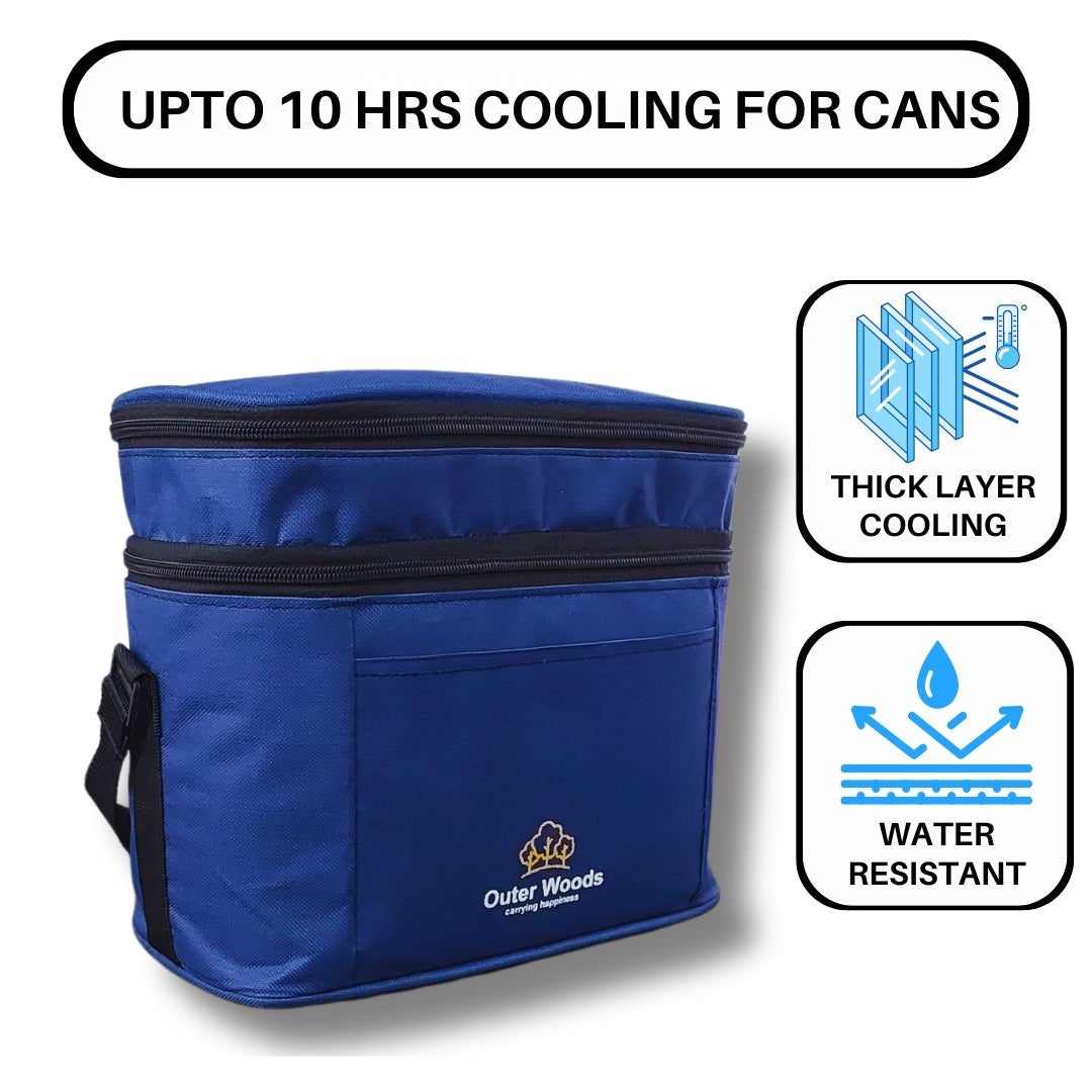 Outer Woods Insulated 6 Can Cooler Bag Dual Compartment| Fits 6 x 500ml Beer Cans & Snacks| Keeps Beer Cans Cool for up to 10 Hours | Ideal for Carrying Food, Beer, Soda, Juice and Milk