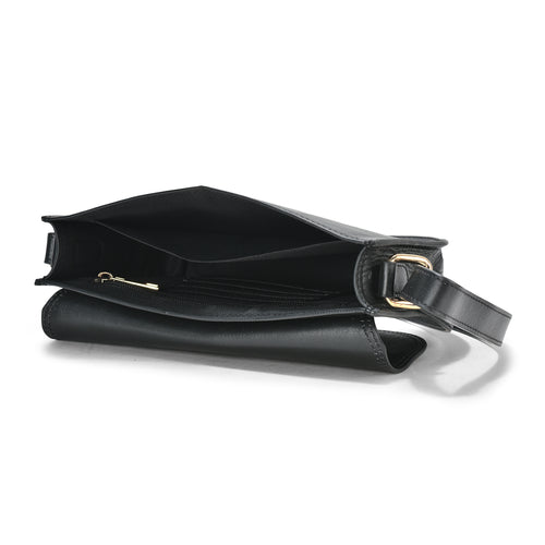 Sling Leather Bag, Premium Black Leather, Stylish Design, Perfect for Casual Outings and Travel (Black)