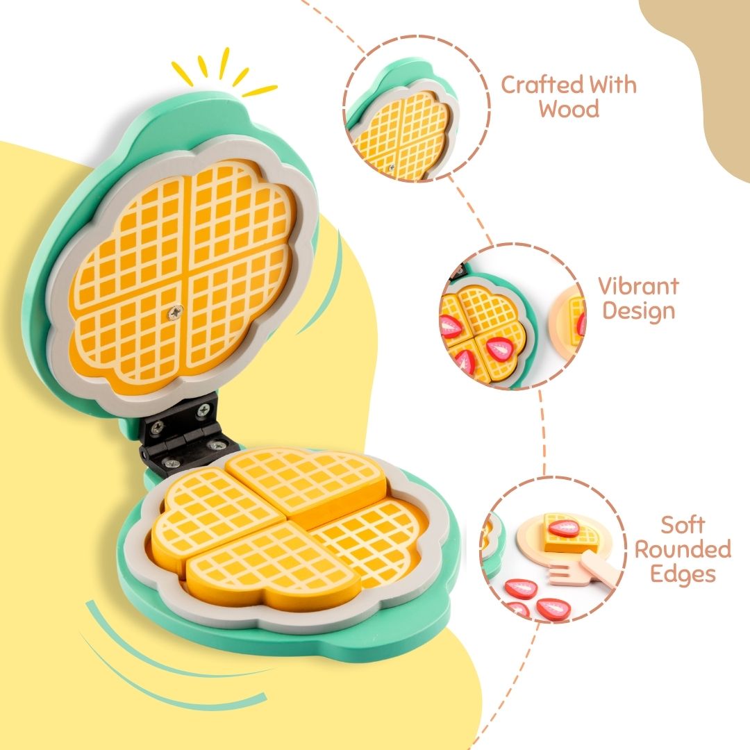 Cots and Cuddles Premium Quality Wooden Waffle Maker Toy for Kids