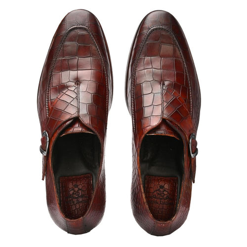 Regent Newsberry: Brown Single Monk, Durable Construction, Breathable Lining, Shock-Absorbing Insoles, Flexible Outsole, Brogue Pattern