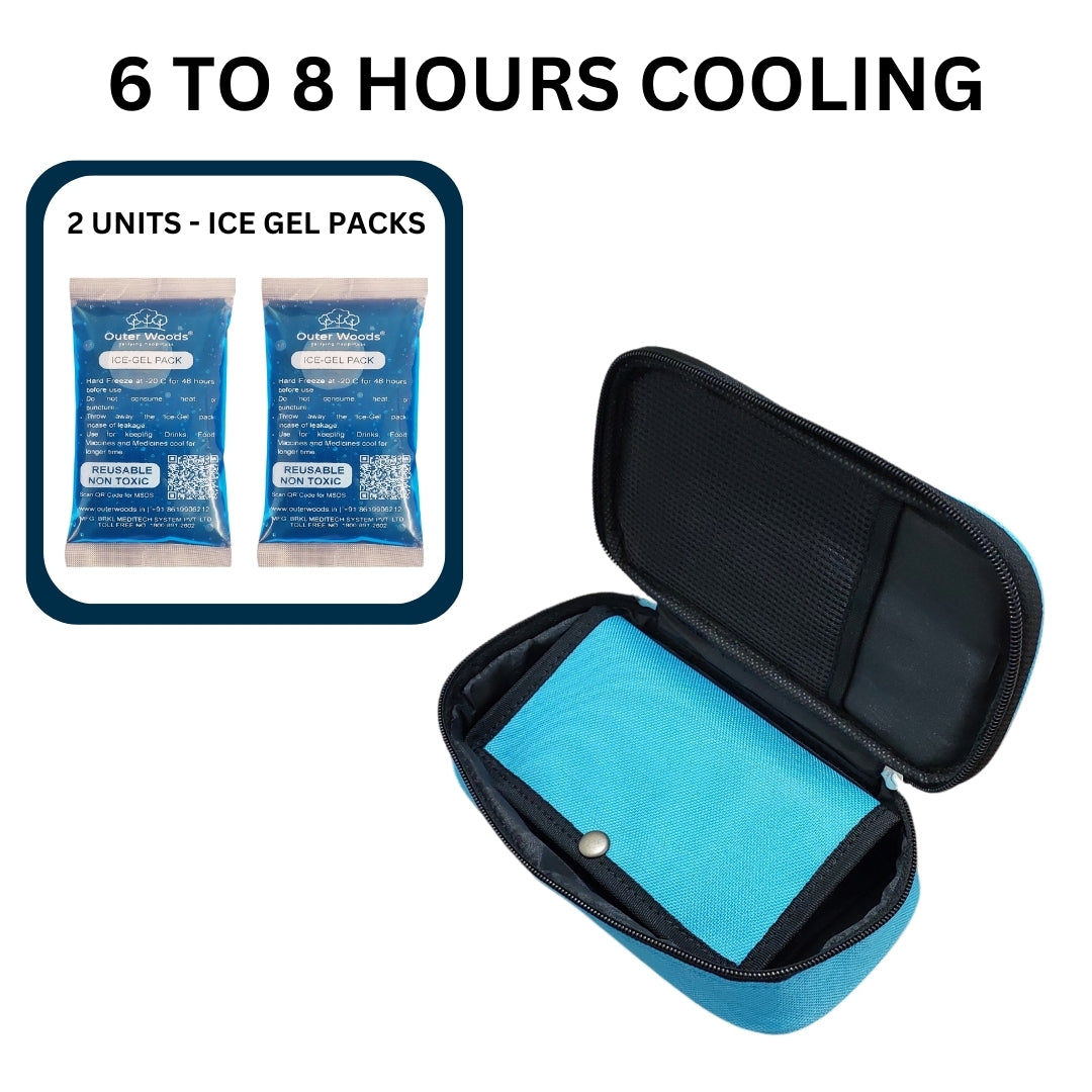 Outer Woods Insulin Cooling Travel Pouch for Diabetics with Two Ice Gel Packs | Ice Pack for Insulin | Insulin Cooler Bag for Travel | Keep Insulin Safe and Cool for 6 to 8 Hours