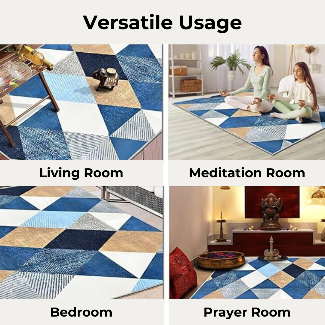 bellolin Washable Area Rug | Non-Slip Carpet for Living Room, Foldable Floor Cover, Indoor Floor Rug, Machine Washable Rug for Bedroom & Office, Crystal Print Rug