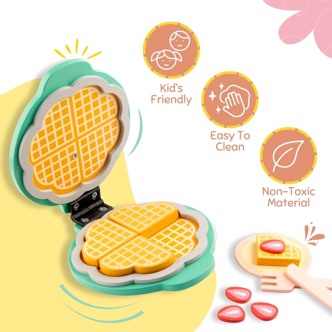 Cots and Cuddles Premium Quality Wooden Waffle Maker Toy for Kids