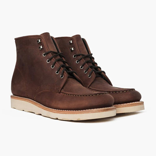 Sundown Trail Tobacco Moc Toe Boots, Comfortable Fit, Handcrafted Detailing, Goodyear Welted, Handcrafted Detailing, Slip-Resistant Sole, Vintage Aesthetic