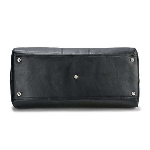 Vegas Leather Duffle Bag, Durable Black Leather, Spacious and Stylish, Ideal for Travel and Weekend Trips (Black)