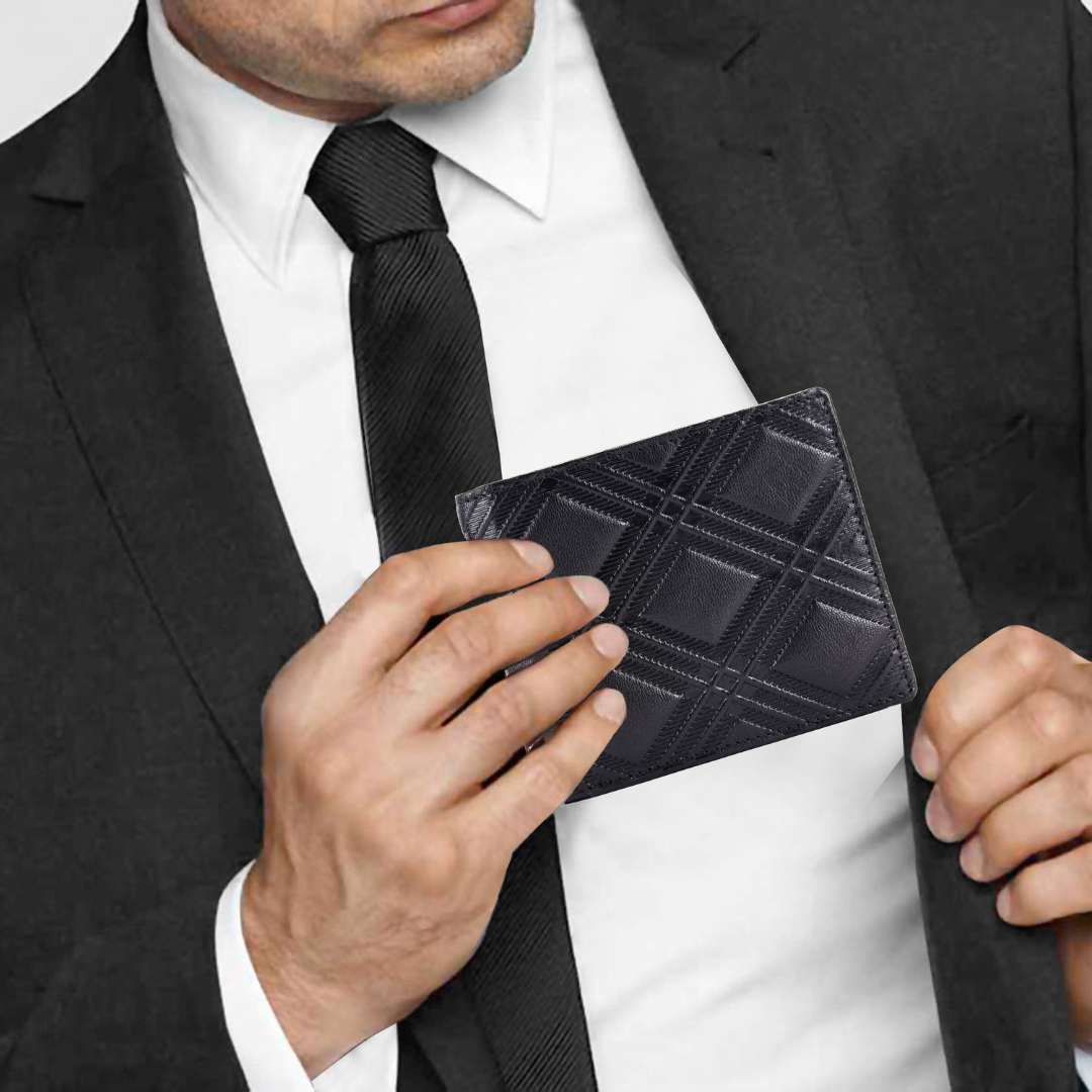 Bifold Textured Wallet with Multiple Card Slots | Slim Leather Wallet for Men