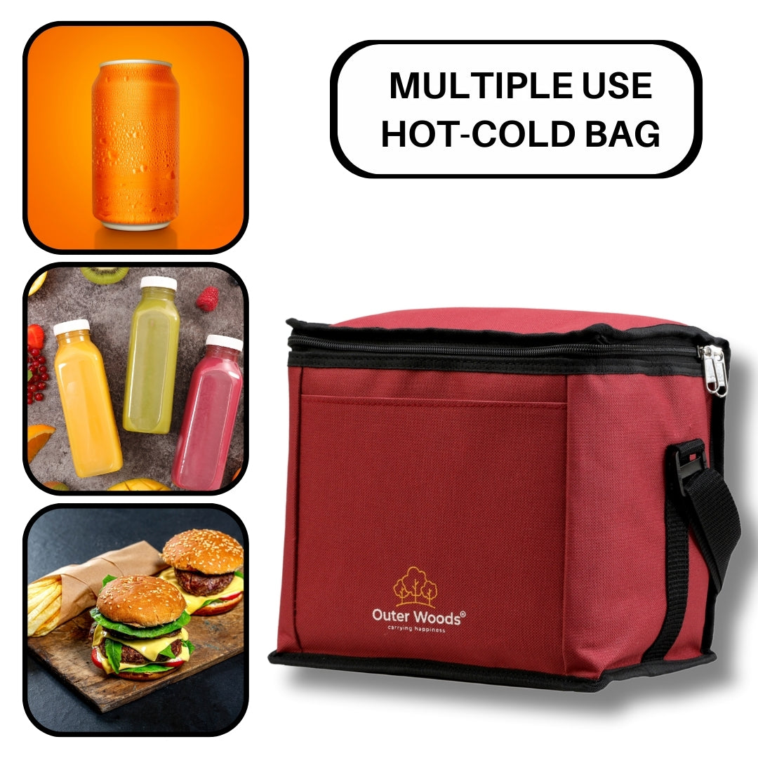 Outer Woods Insulated 6 Can Cooler Bag | Fits 6 x 500ml Beer Cans | Keep Cans Cool for up to 10 Hrs | with 2 Units of Ice Gel Packs