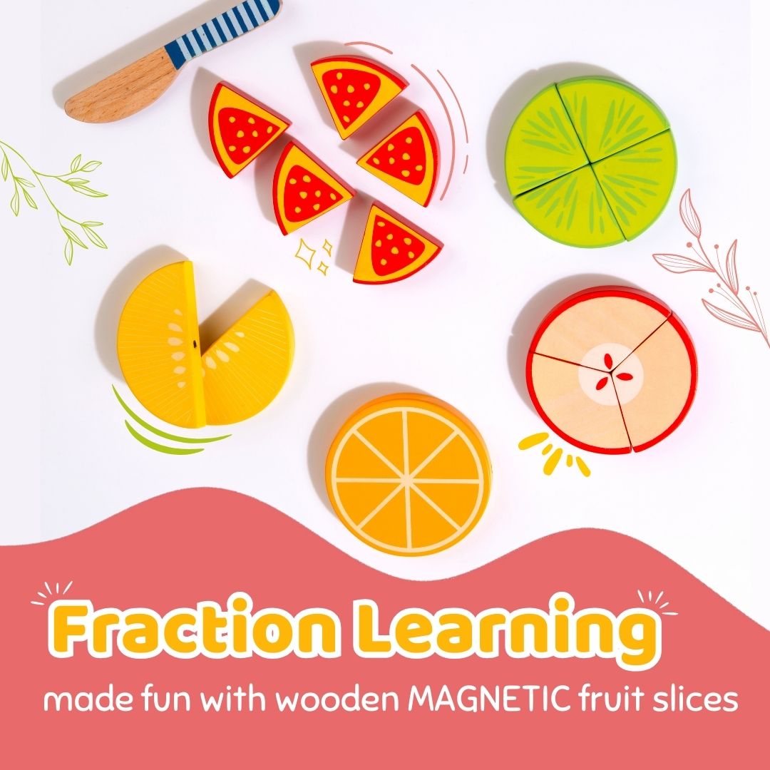 Cots and Cuddles Premium Quality Wooden Fruit Fraction Educational Toy for Kids