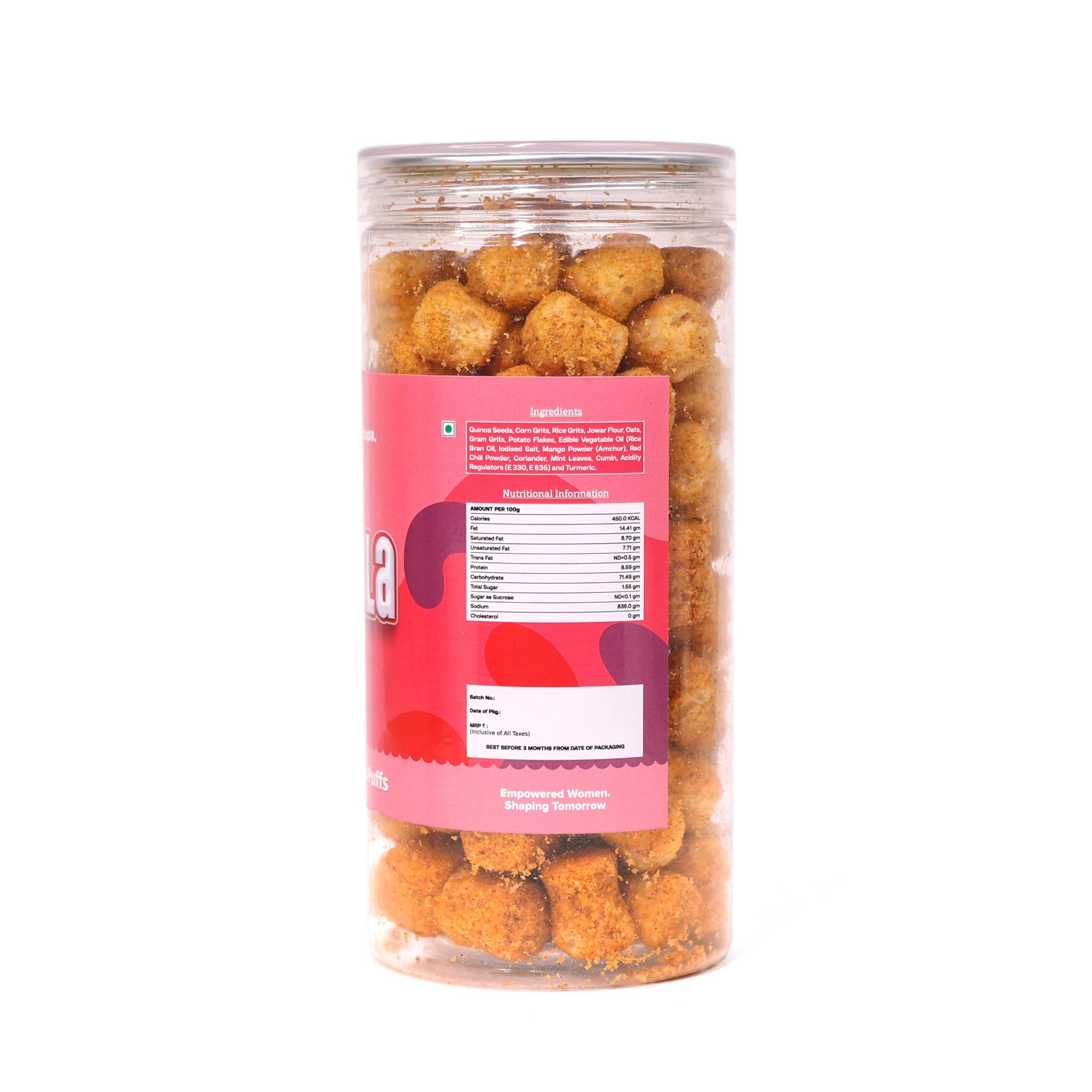 Crack A Nut's Chaat Masala Roasted Multi-Grain Puffs, Savory & Healthy Snack, Packed with Protein & Low in Sugar, Lightly Roasted Multi-Grain Goodness, Perfect for Cravings & Guilt-Free Indulgence, 100g.