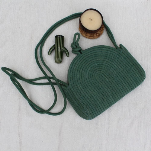 Green Sling Bag, Stylish, Casual Accessories, Travel Bag, Handmade, Eco-friendly