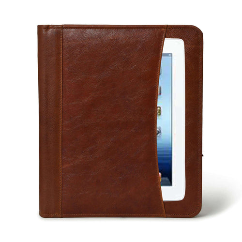 Brown Premium Leather Padfolio with Card and Pen Holders