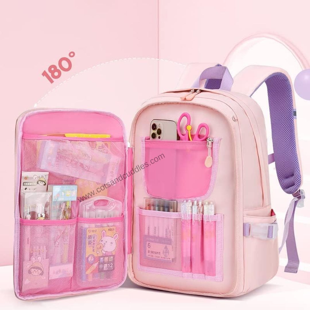 Cute Bunny Soft Toy Backpack for Small Primary School Kids with Multiple Zip Pockets and Anti-Theft Pocket