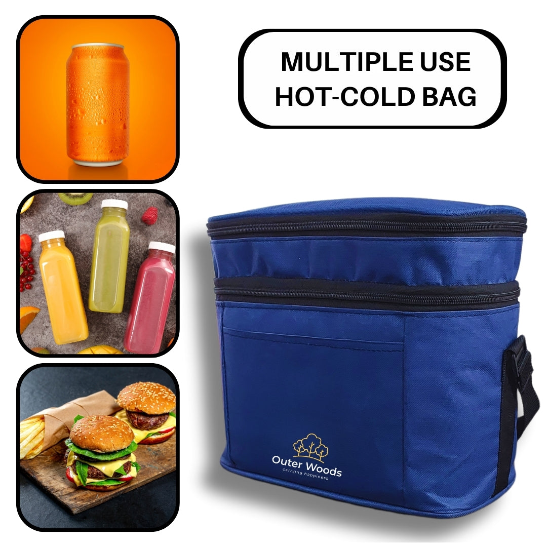 Outer Woods Insulated 6 Can Cooler Bag Dual Compartment| Fits 6 x 500ml Beer Cans & Snacks| Keeps Beer Cans Cool for up to 10 Hours | Ideal for Carrying Food, Beer, Soda, Juice and Milk