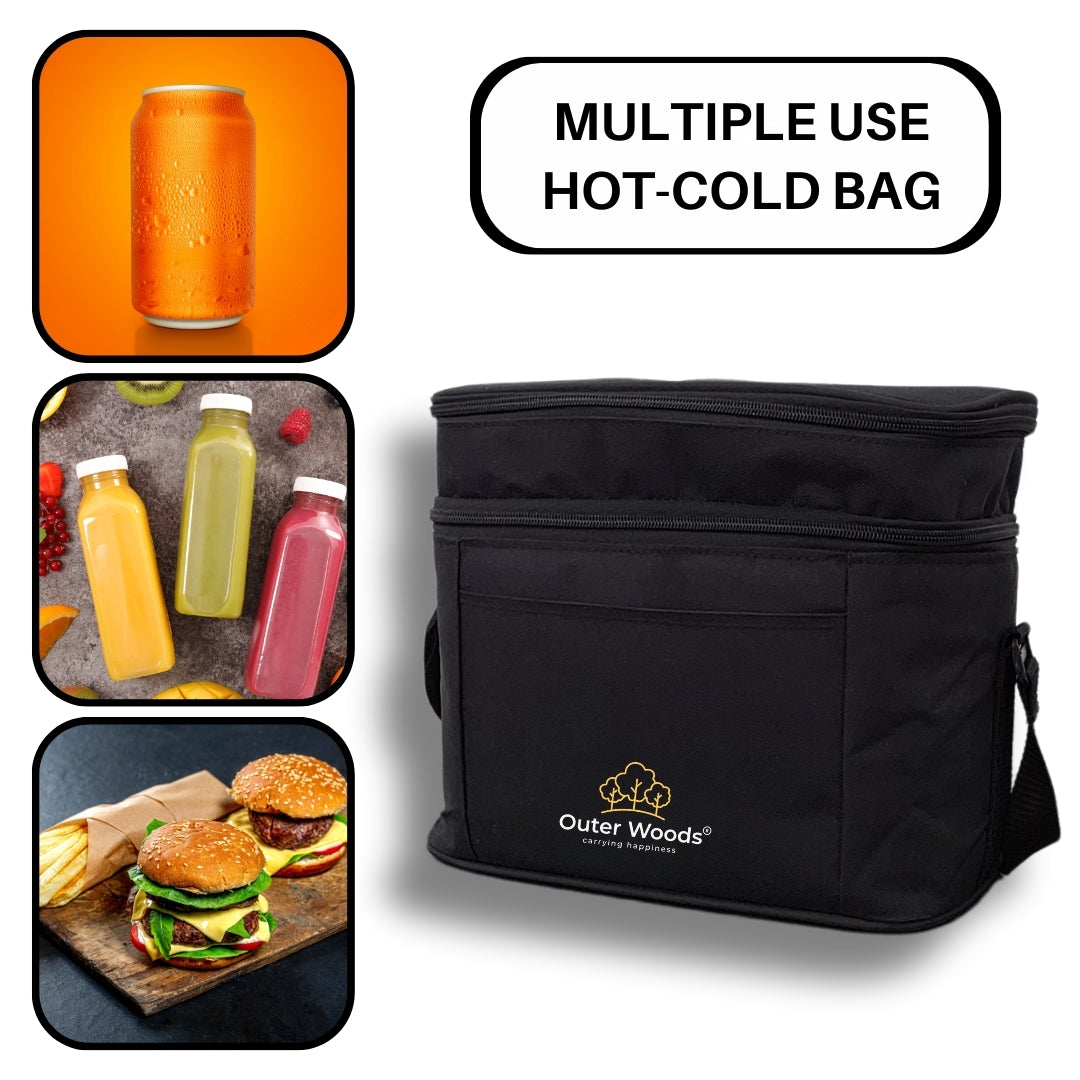 Outer Woods Insulated 6 Can Cooler Bag Dual Compartment| Fits 6 x 500ml Beer Cans & Snacks| Keeps Beer Cans Cool for up to 10 Hours | Ideal for Carrying Food, Beer, Soda, Juice and Milk