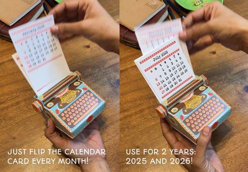 DIY Typewriter Calendar - COLORFUL, Fun and Functional Calendar, Ideal for Home Office, Vibrant Desk Accessory