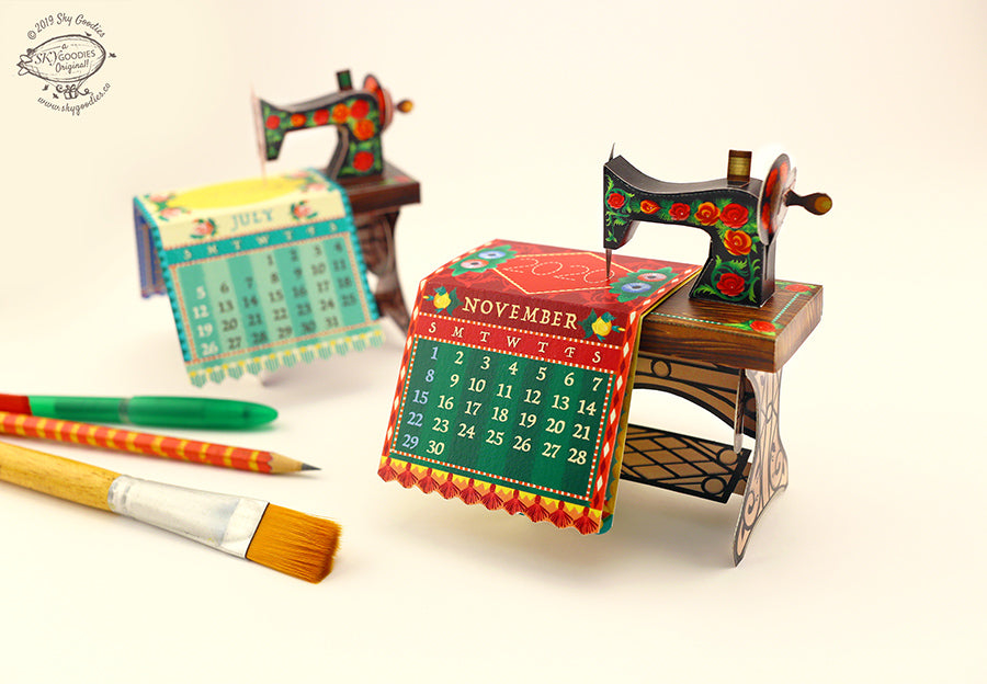 DIY Sewing Machine Desk Calendar, Fun Craft Kit, Perfect for Office DÃ©cor, Creative DIY Calendar