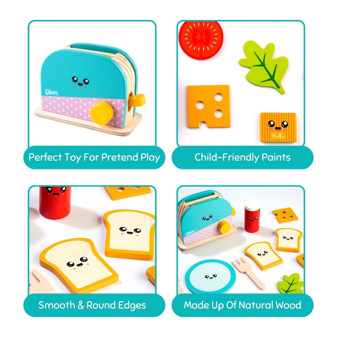 Cots and Cuddles Premium Quality Wooden Bread Toaster Toy for Kids