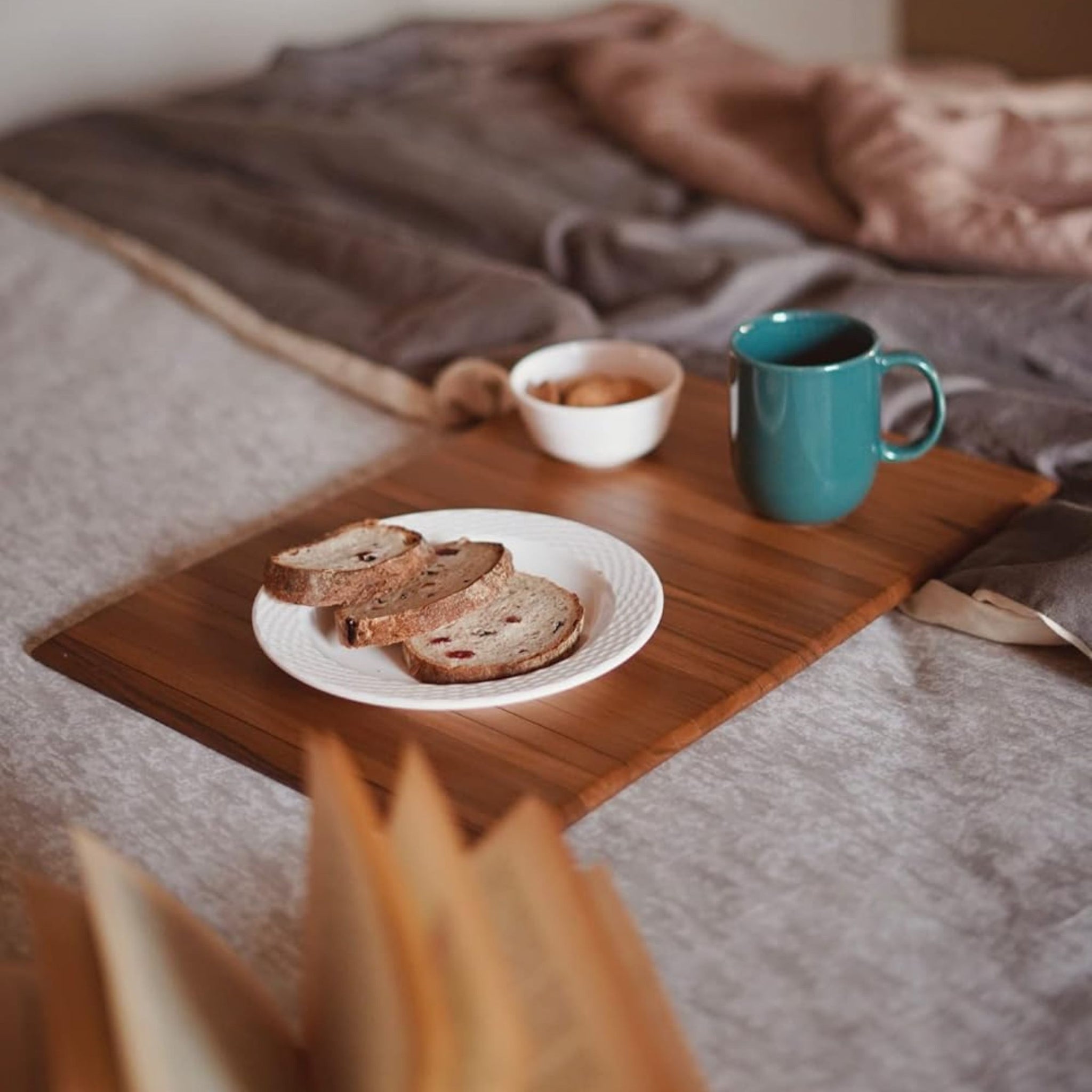 old trunk | Handcrafted Wooden Sofa Armrest Tray | Flexible And Foldable I Premium Teak Wood | Doubles As Dining Table Mat & Bed Tray (18 Inch X 12 Inch Rectangular.