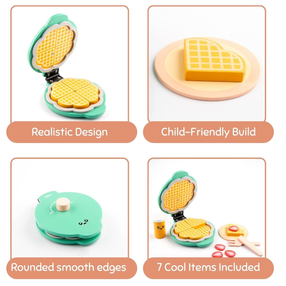 Cots and Cuddles Premium Quality Wooden Waffle Maker Toy for Kids