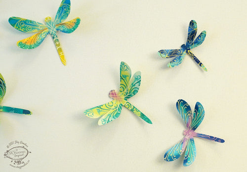 Decorative Paper Dragonflies, Lightweight, Decorative Accent, Ideal for Party DÃ©cor, Enhances Lighting Ambiance (Set of 24)