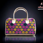 Artisan Charm Mini Bag with Zipper Closure | Mini Duffle Handbag with Vibrant Handmade Motifs