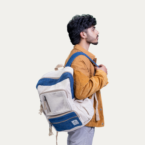 Traveller Hemp Backpack with Six Compartments | Durable Backpack with Cotton Lining and Secure Closures | 17L capacity