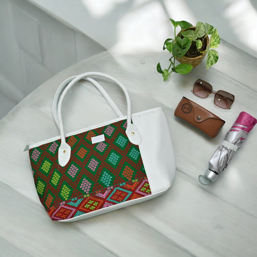 Premium white & colorful Motif Bag