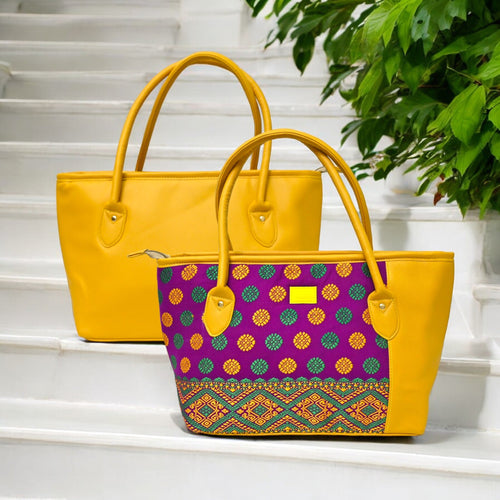 Mustard Queen & colorful Motif Bag