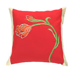 Orange and Red Combo Embroidered Cushion Cover, Set of 2 pcs, Red & Orange Tulip Embroidery with Gold Highlights, Hidden Closure, Floral Accent Pillows (16"x16")