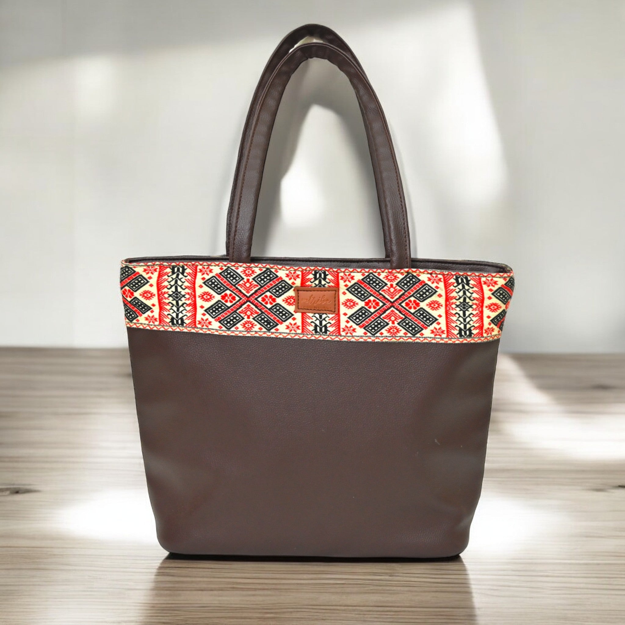 Elegant Brown Regular Handbag Tote