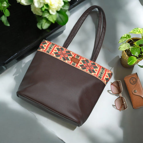 Elegant Brown Regular Handbag Tote